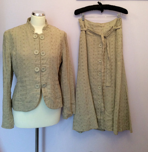 Betty Jackson Beige Linen Skirt Suit Size 10/12 - Whispers Dress Agency - Sold - 1