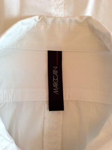 MARCCAIN WHITE FRILL FRONT ZIP UP SHIRT SIZE N4 UK 12/14 - Whispers Dress Agency - Womens Shirts & Blouses - 4
