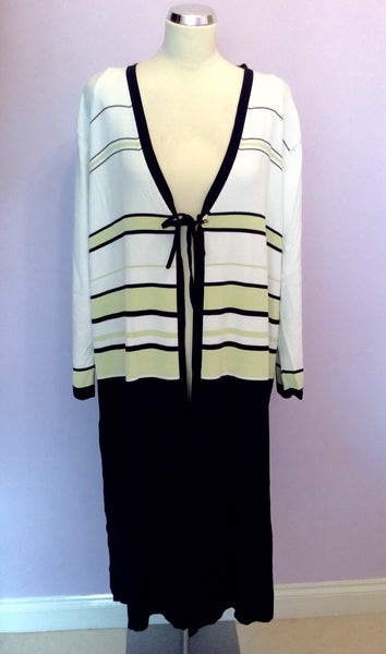 Jacques Vert Blue, White & Green Stripe Long Cardigan Size XL - Whispers Dress Agency - Womens Knitwear - 1