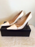 Chanel White & Beige Trim Leather Heels Size 7.5/40.5 - Whispers Dress Agency - Sold - 5