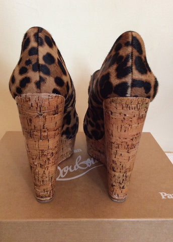 Christian Louboutin Leopard Print Platform Wedges Size 6.5/39.5 - Whispers Dress Agency - Womens Wedges - 6