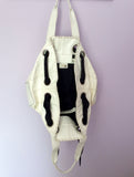 Jaeger Large White Patent With Black Tie Shoulder Bag - Whispers Dress Agency - Sold - 4