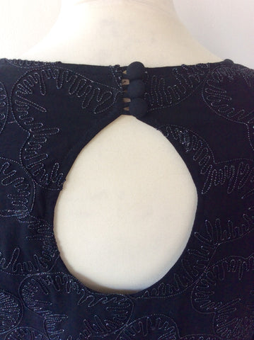 FRENCH CONNECTION BLACK & SILVER EMBROIDERED DRESS SIZE 8 - Whispers Dress Agency - Womens Dresses - 8