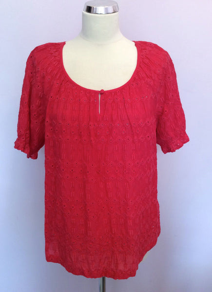 BRAND NEW MONSOON HOT PINK BROIDERY ANGLAISE TOP SIZE 16 - Whispers Dress Agency - Womens Tops - 1