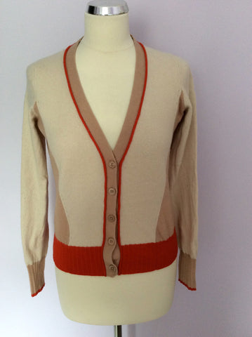 Hobbs Cream With Red & Fawn Trim Cardigan Size 14 - Whispers Dress Agency - Sold - 1