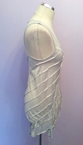 WHISTLES LIGHT GREY PLEATED TRIM SLEEVELESS TOP SIZE 1 UK SMALL - Whispers Dress Agency - Womens Tops - 2