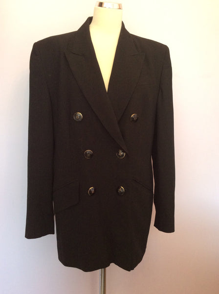 Vintage Jaeger Black Wool Double Breasted Jacket Size 16 - Whispers Dress Agency - Sold - 1
