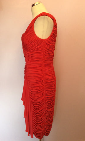 Sara Bernshaw Red Amelia Ruched Pleated Wiggle Dress Size 16 - Whispers Dress Agency - Sold - 3