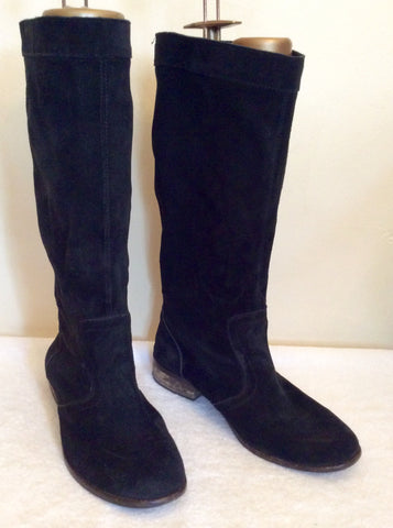 Diesel Black Suede Flat Boots Size 7/40 - Whispers Dress Agency - Sold - 1