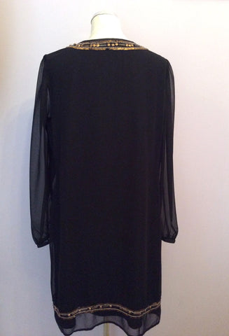 Savoir Black & Bronze Bead & Sequin Trim Shift Dress Size 18 - Whispers Dress Agency - Sold - 3