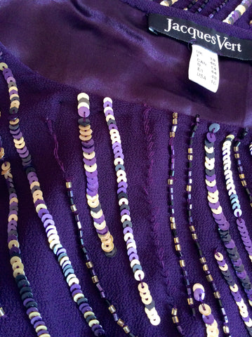 Jacques Vert Dark Purple Beaded & Sequin Dress Size 18 - Whispers Dress Agency - Womens Dresses - 5
