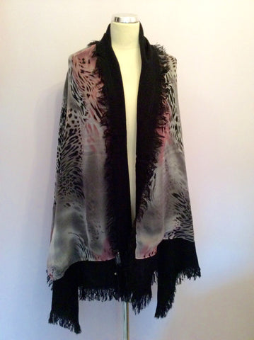 Brand New Renato Balestra Pink, Grey & Black Print Wrap - Whispers Dress Agency - Womens Scarves & Wraps - 1