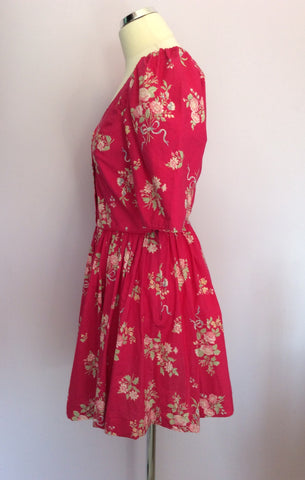 Vintage Laura Ashley Pink Cotton Floral Mini Dress Size 10 - Whispers Dress Agency - Womens Vintage - 2