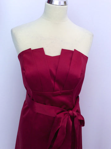 Principles Deep Red Satin Strapless Dress Size 16 - Whispers Dress Agency - Womens Dresses - 2