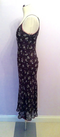 JIGSAW BROWN FLORAL PRINT STRAPPY DRESS SIZE 10 - Whispers Dress Agency - Womens Dresses - 3