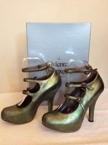 Vivienne Westwood Metalic Green Leather Strap Heels Size 4/37 - Whispers Dress Agency - Sold - 2