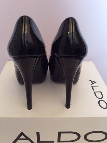 Aldo Black Patent Leather Platform Sole Peeptoe Heels Size 4/37 - Whispers Dress Agency - Womens Heels - 3