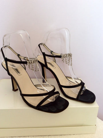 PARADOX LONDON BLACK SATIN DIAMANTÉ TRIM SANDALS SIZE 4/37 - Whispers Dress Agency - Womens Heels - 5