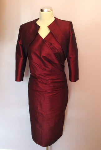 Alexon Deep Red Occasion Dress & Bolero Jacket Size 10/12 - Whispers Dress Agency - Sold - 1