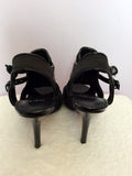 Carvela Black Satin Peeptoe Cut Out Slingback Heels Size 4/37 - Whispers Dress Agency - Womens Heels - 4