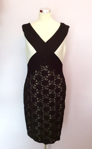 Gina Bacconi Black & White Lace Skirt Occasion Dress Size 16 - Whispers Dress Agency - Sold - 1