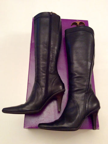 Ted Baker Black Leather Knee High Boots Size 4/37 - Whispers Dress Agency - Womens Boots - 2