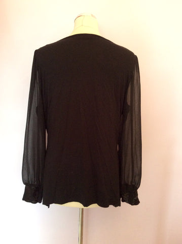MARKS & SPENCER BLACK SEQUINNED LONG SLEEVE TOP SIZE 16 - Whispers Dress Agency - Womens Tops - 2