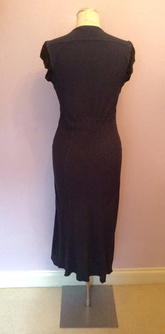 GHOST DARK BLUE & BLACK TRIM DRESS SIZE 10 - Whispers Dress Agency - Womens Dresses - 4