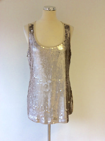 BETTY BARCLAY BEIGE SEQUINNED FRONT SLEEVELESS TOP SIZE 16 - Whispers Dress Agency - Sold - 1