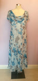 COUNTRY CASUALS LIGHT BLUE FLORAL PRINT SILK DRESS & JACKET SIZE 16 - Whispers Dress Agency - Sold - 6
