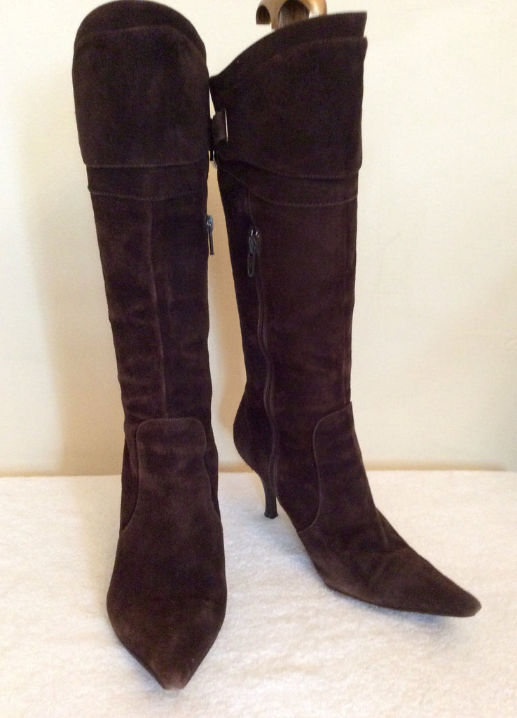 Karen Millen Brown Suede Calf Length Boots Size 3.5/36 – Whispers Dress ...