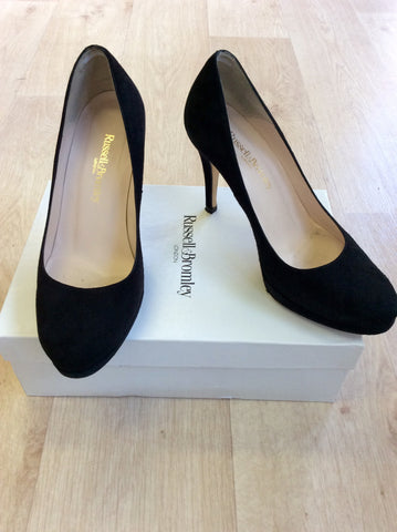 RUSSELL & BROMLEY BLACK SUEDE PLATFORM HEELS SIZE 6/39 - Whispers Dress Agency - Sold - 1