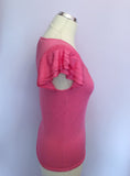 Ralph Lauren Pink Frill Sleeve Knit Top Size S - Whispers Dress Agency - Womens Tops - 3