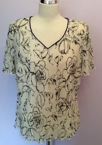 Jacques Vert Ivory & Black Floral Print Top & Skirt Size 22 - Whispers Dress Agency - Sold - 2