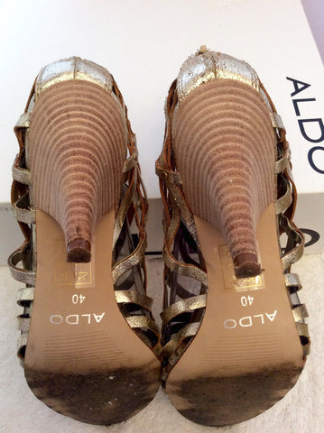 Aldo 'Surran' Gold Strappy Leather Peeptoe Heels Size 7/40 - Whispers Dress Agency - Sold - 5