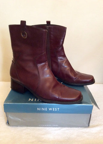 Nine West Brown Leather Heeled Ankle Boots Size 7.5/41 - Whispers Dress Agency - Womens Boots - 2