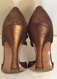 Whistles Bronze T Bar Ribbon Tie Leather Heels Size 6/39 - Whispers Dress Agency - Sold - 4