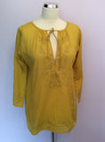 Hobbs Mustard Yellow Embroidered Cotton Tunic Top Size 8 - Whispers Dress Agency - Womens Tops - 1