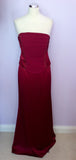 DYNASTY DARK RED SATIN BUSTIER, LONG SKIRT & WRAP SIZE 16 FIT 14 - Whispers Dress Agency - Womens Eveningwear - 2