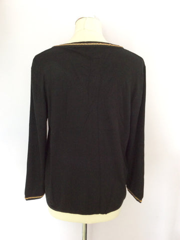 CESAR AMADEUS BLACK & GOLD CHAIN TRIM CARDIGAN SIZE XL - Whispers Dress Agency - Womens Knitwear - 2