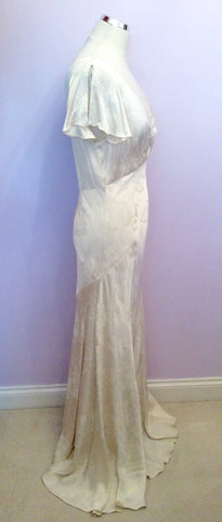 Phase Eight Ivory Floral Embossed Wedding Dress Size 14 - Whispers Dress Agency - Sold - 3
