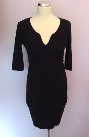 Karen Millen Black Wool Blend Knit Dress Size 3 Approx. 12 - Whispers Dress Agency - Womens Dresses - 1
