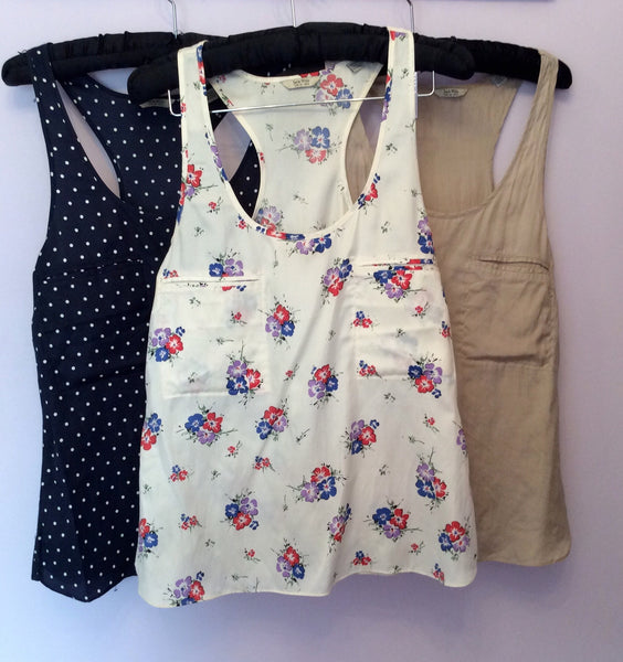 3 x Jack Wills Silk & Cotton Blend Vest Tops Size 10 - Whispers Dress Agency - Sold - 1