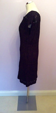 Jigsaw black appliqué design shift dress size S - Whispers Dress Agency - Womens Dresses - 3