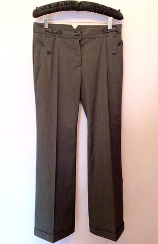 REISS STALINO DARK CHARCOAL GREY PINSTRIPE TROUSERS SIZE 10 - Whispers Dress Agency - Womens Trousers - 1