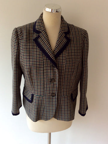 HOBBS NW3 BROWN,BLUE & GREEN CHECK WOOL JACKET SIZE 16 - Whispers Dress Agency - Womens Coats & Jackets - 1