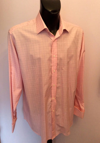 New Hawes & Curtis Pink & Blue Check Luxury Cotton Long Sleeve Shirt Size 17.5" - Whispers Dress Agency - Mens Formal Shirts