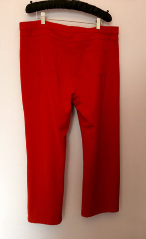 Jaeger Red Cotton Trousers Size 16 - Whispers Dress Agency - Sold - 3