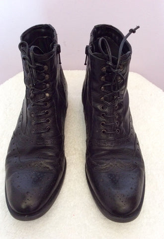 Cara London Black Leather Lace Up Ankle Boots Size 5/38 - Whispers Dress Agency - Sold - 2