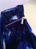 Michael Kors Blue & White Print Wrap Top Size L - Whispers Dress Agency - Sold - 2
